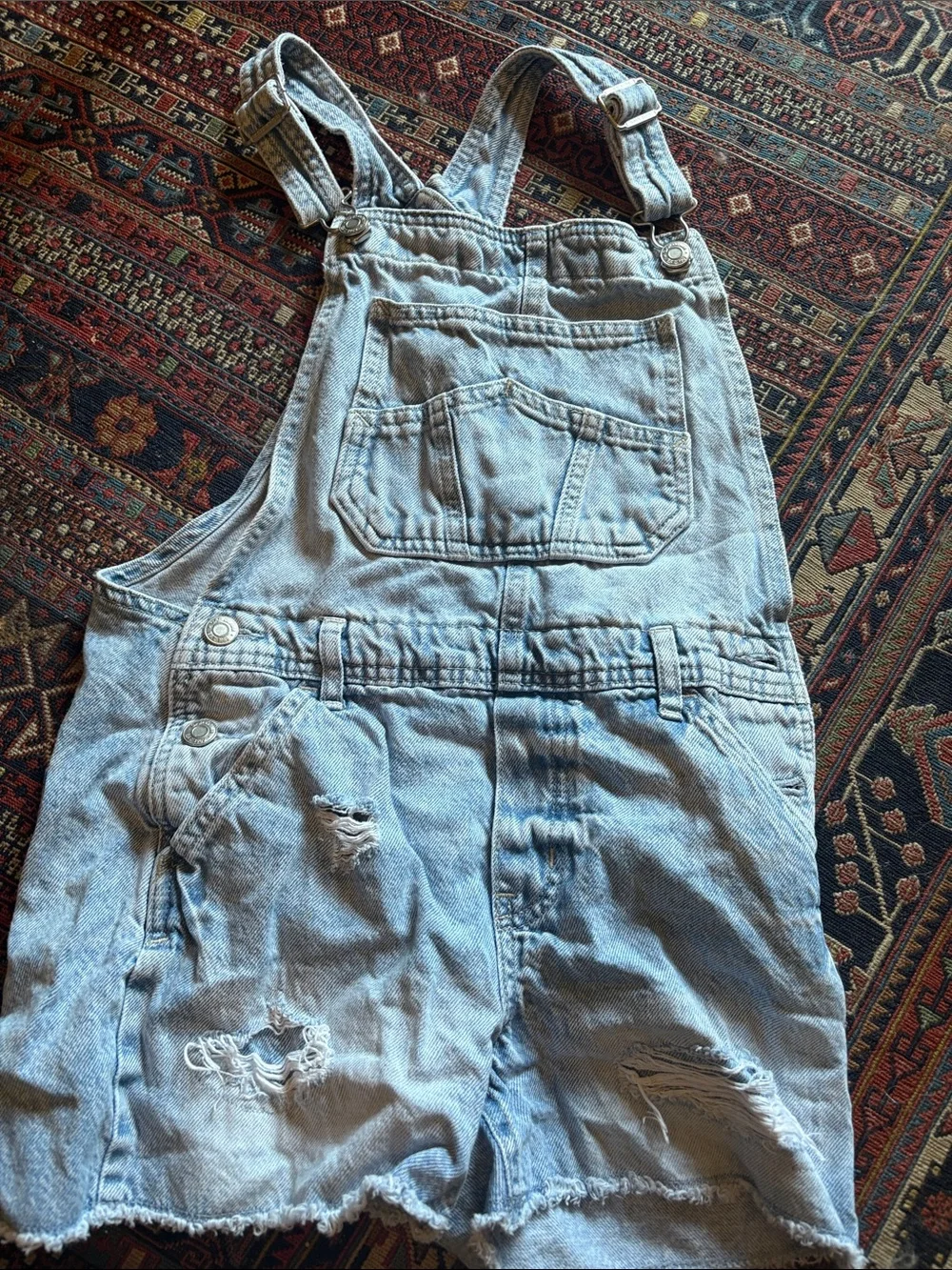 GAP Light Wash Denim Kids Short Overalls